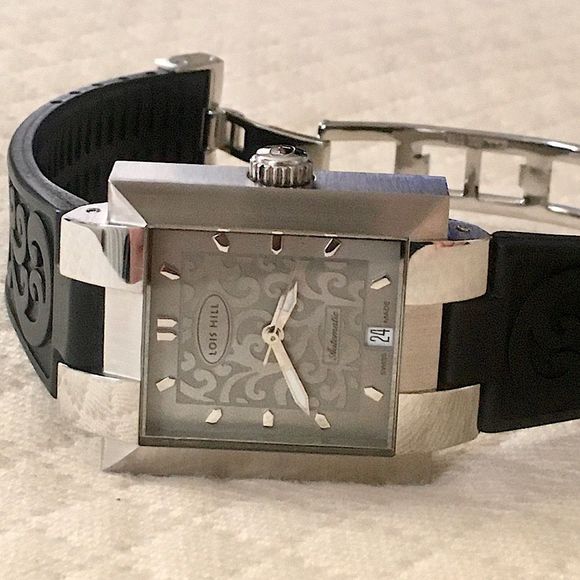 LOIS HILL Watch Automatic Grey Face Rubber Wrist Band - Picture 7 of 15
